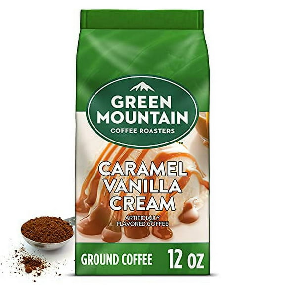 Green Mountain Coffee .,. Roasters Caramel Vanilla .,. Cream, Ground Coffee, .,. Flavored Light Roast, .,. Bagged 12 oz