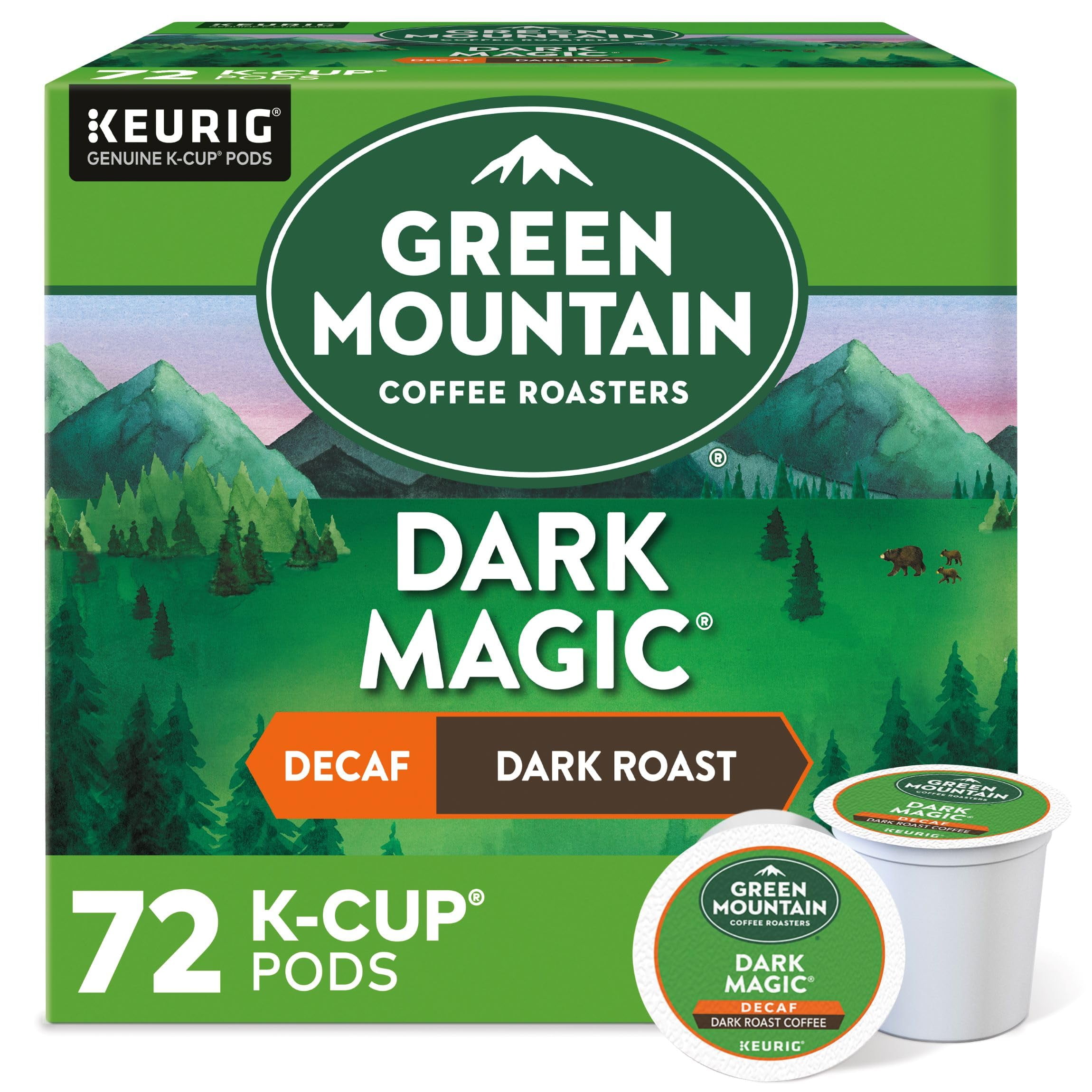 Green Mountain Coffee Dark Magic Decaf, 72 K-Cups, Dark Roast