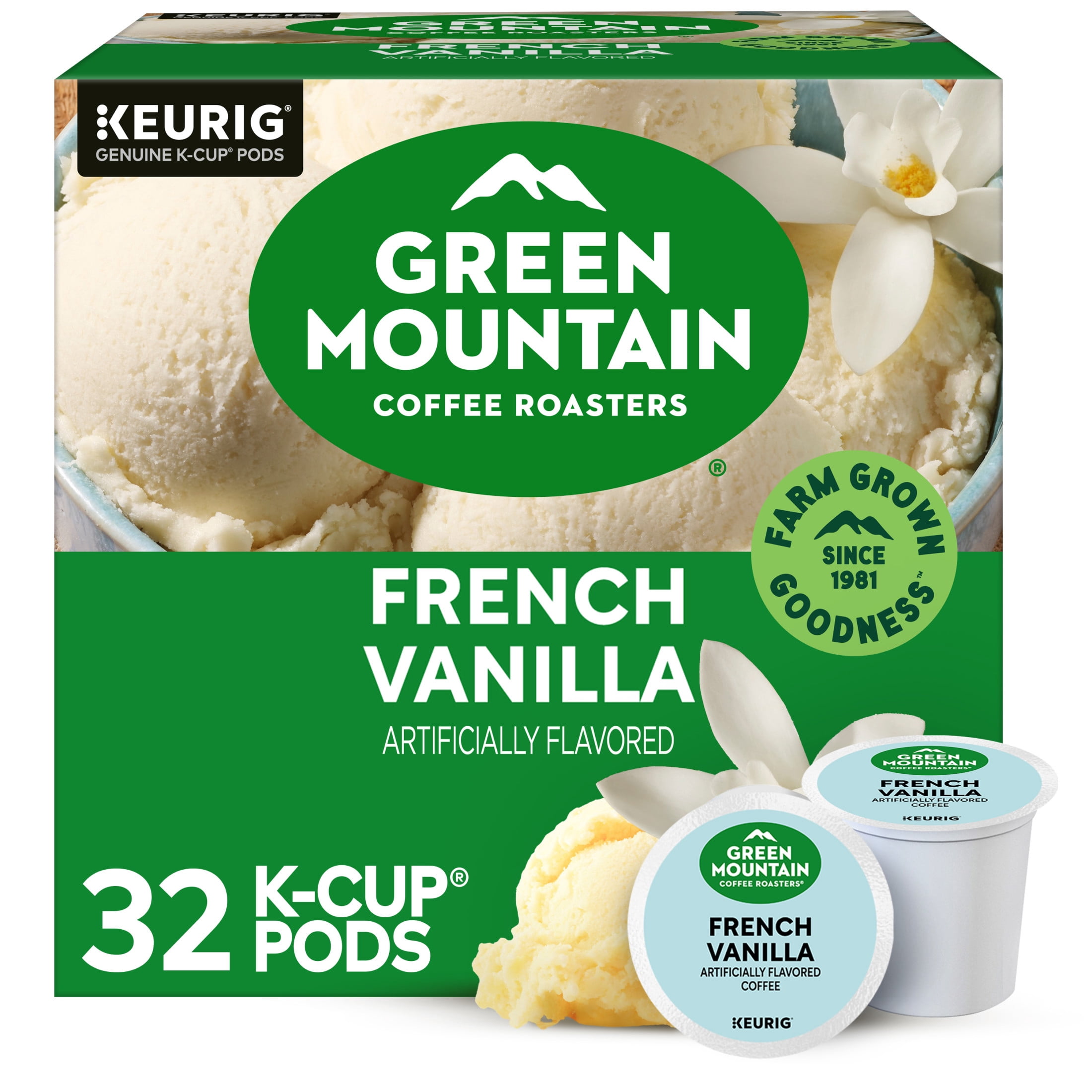 Green Mountain Coffee Roasters, French Vanilla Light Roast K-Cup Coffee Pods, 32 Count