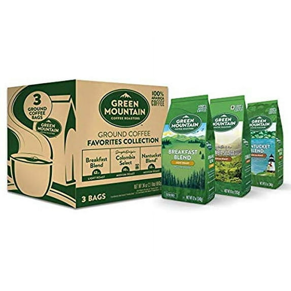 Green Mountain Coffee Roasters Ground Coffee Favorites Collection Variety Pack, 100% Arabica, 12oz. Bagged, 3 Count