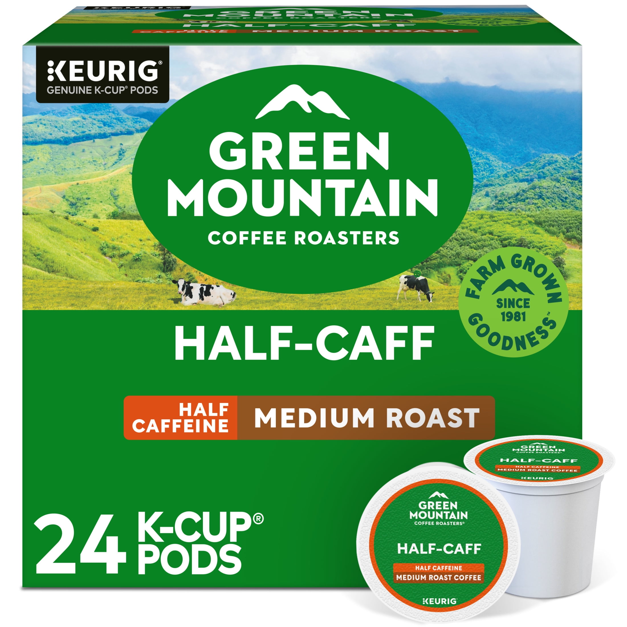 Green Mountain Coffee Roasters, Half Caff Medium Roast K-Cup Coffee Pods, 24 Count