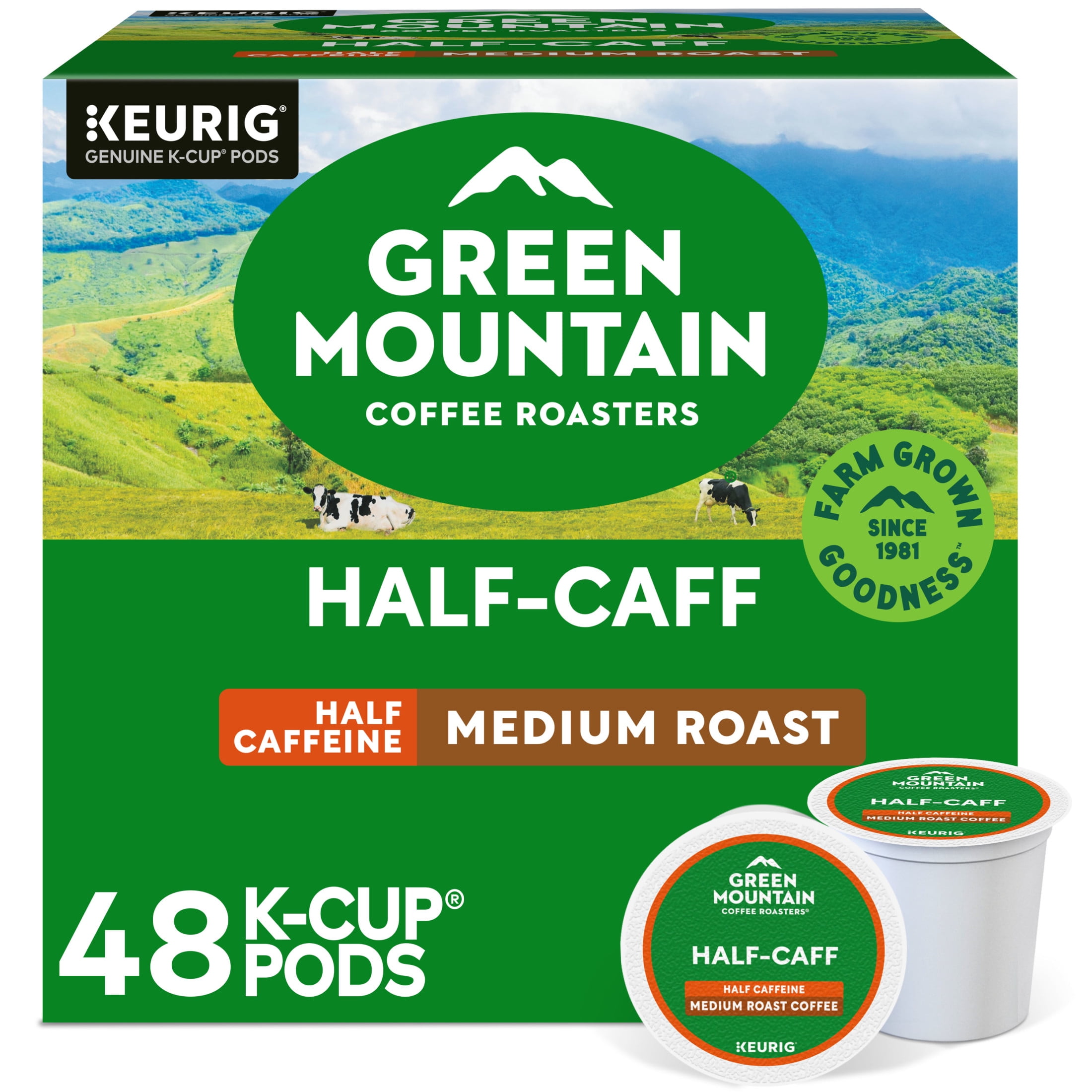 Green Mountain Coffee Roasters, Half Caff Medium Roast K-Cup Coffee Pods, 48 Count