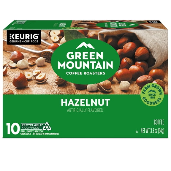 Green Mountain Coffee Roasters, Hazelnut Light Roast K-Cup Coffee Pods, 10 Count