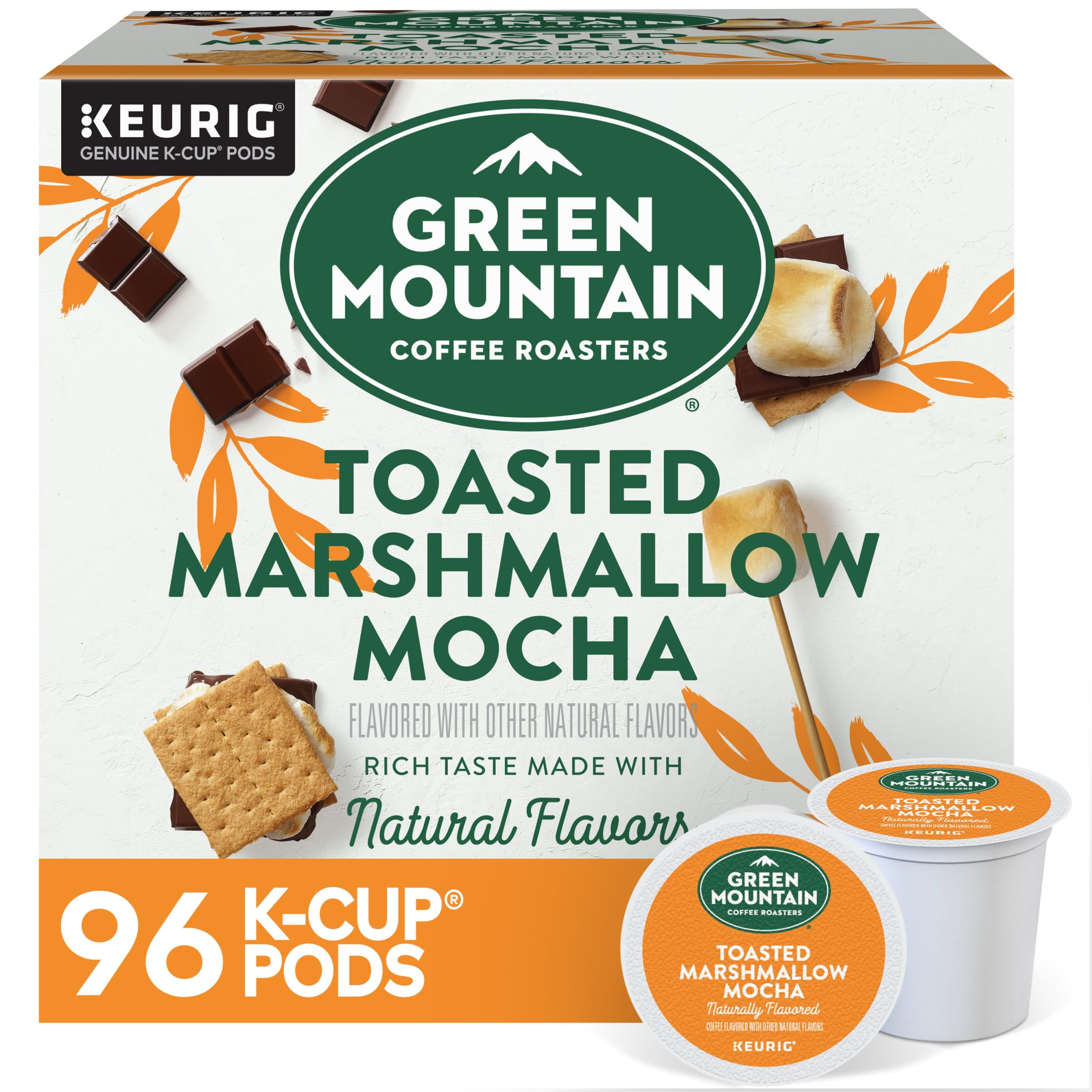 Green Mountain Coffee Roasters Toasted Marshmallow Mocha Keurig Single-Serve K-Cup Pods, Light Roast Coffee, 96 Count (4 Packs Of 24).