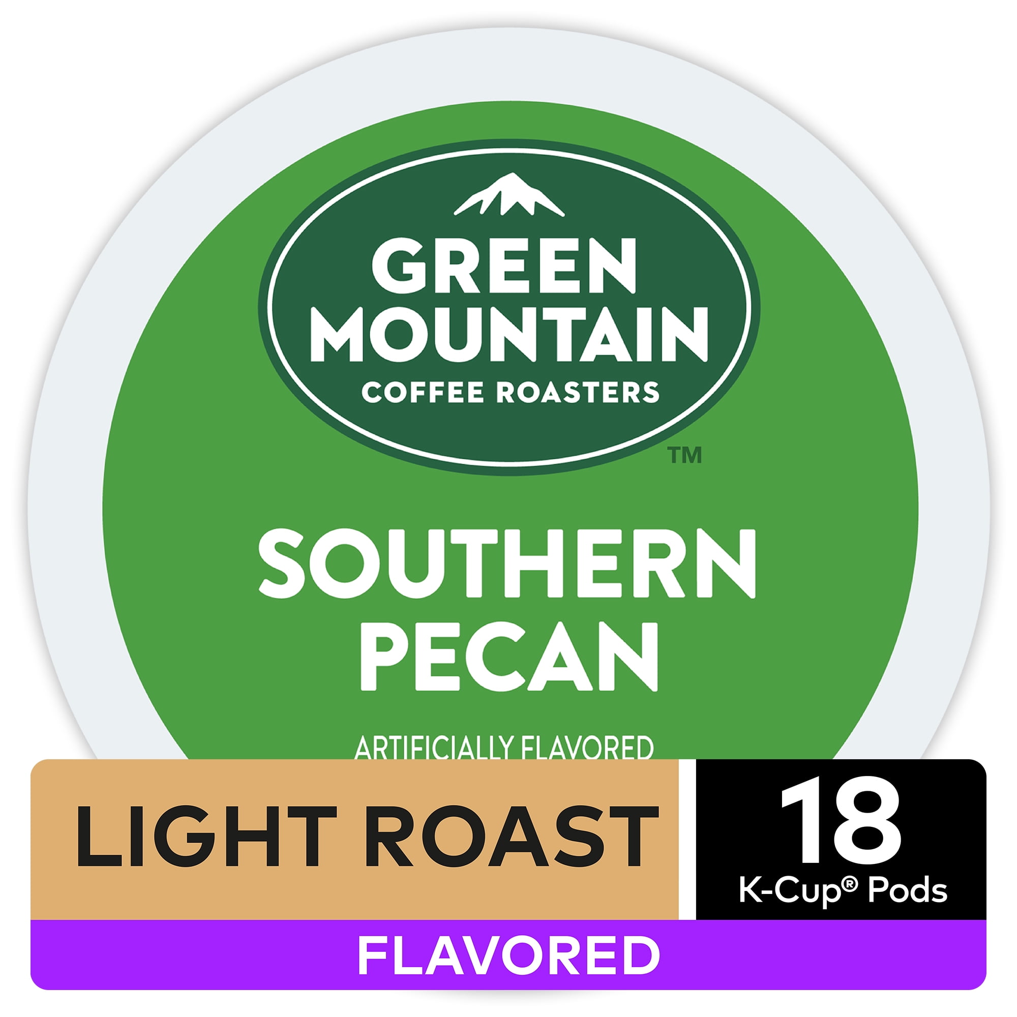 Green Mountain Coffee Southern Pecan Flavored K-Cup Pods, Light Roast, 18 Count for Keurig Brewers