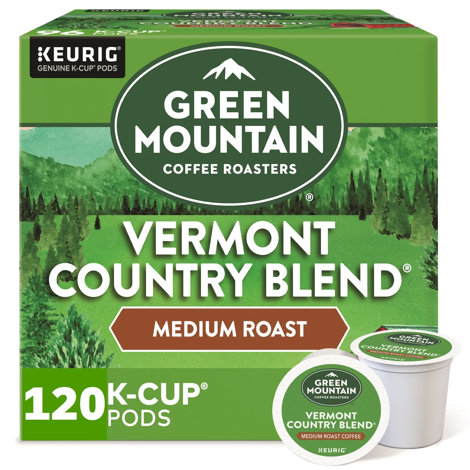 Green Mountain Coffee Vermont Country Blend, K-Cup Pods, Medium Roast, 120 Count