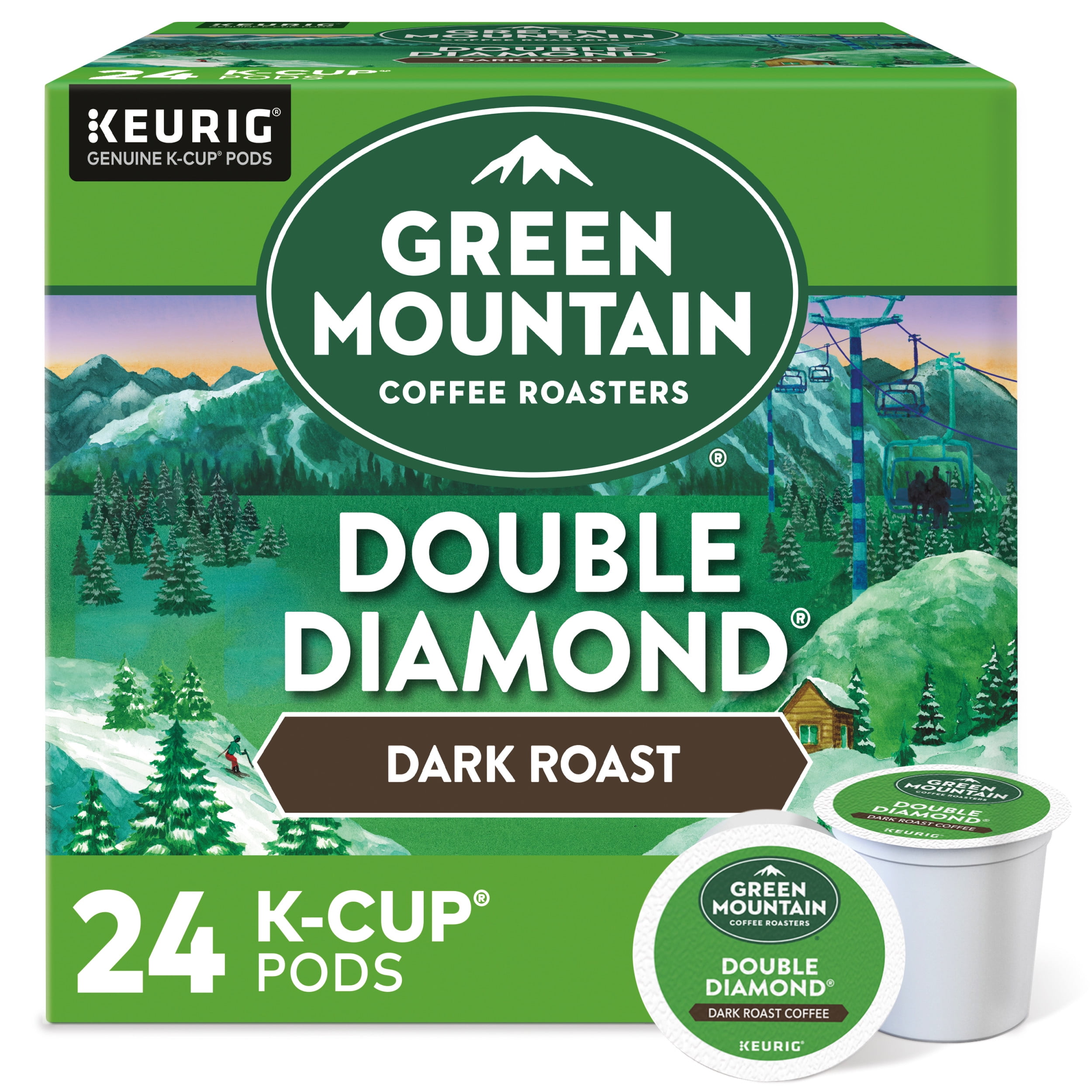 Green Mountain Double Diamond Dark Roast Coffee, 24 Count