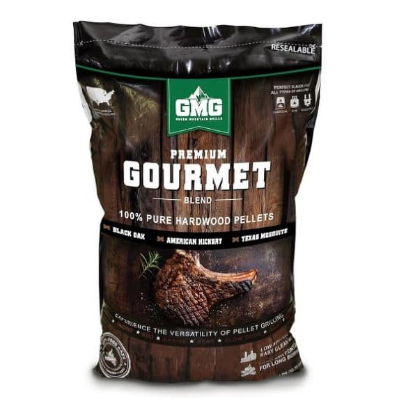 Green Mountain Grills Gourmet BBQ Pellet Blend of Black Oak, Hickory, and Mesquite - 8LB Resealable Bag
