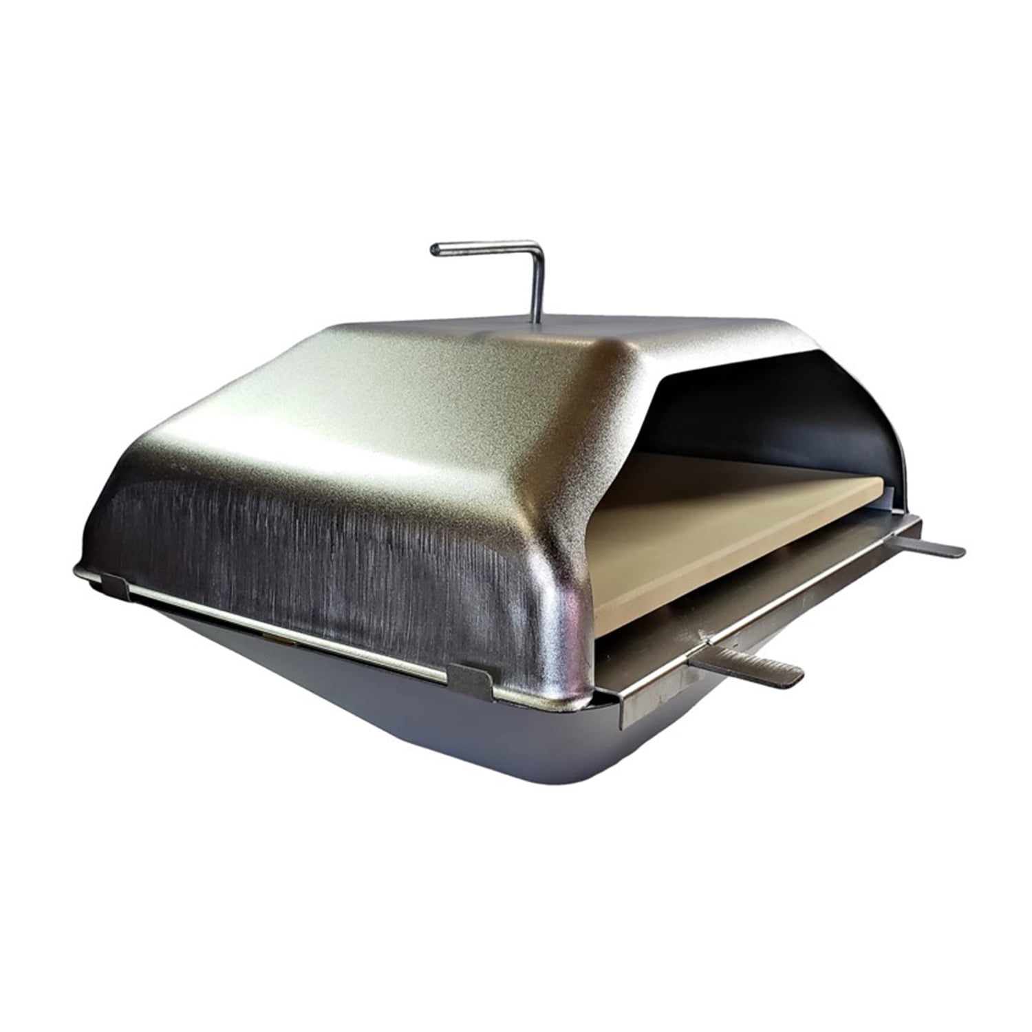 Silver Steel Wood-Fired Pizza Oven Attachment for Pellet Grills