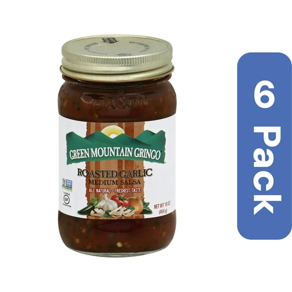 Green Mountain Gringo Salsa Fire Roasted Garlic 16 oz (Pack of 6)