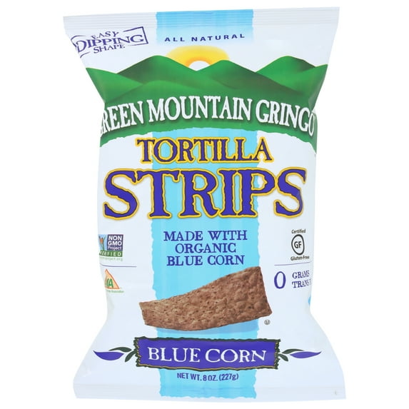 Green Mountain Gringo Tortilla Strips, Organic Blue Corn, 8 Oz.