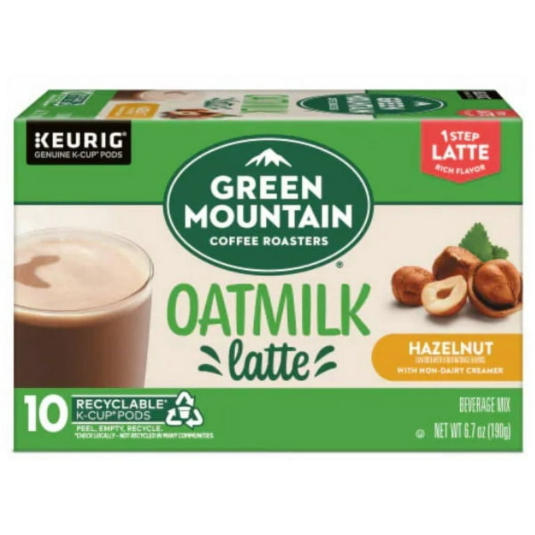 Green Mountain Hazelnut Oatmilk Latte K-Cups, 10 Count, One Step