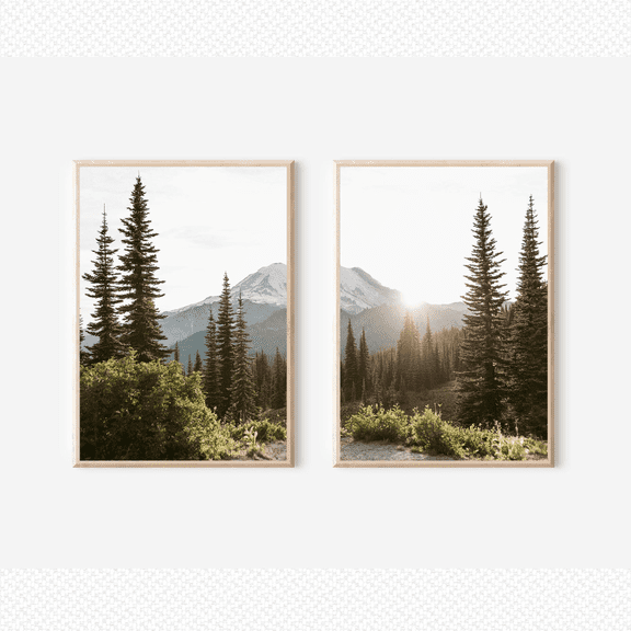 Green Mountain Landscape Nature Poster Set 2 Prints Set 2 , Poster Only