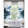 thumbnail image 1 of Green Mountain Sheer Curtains 63 Inches Long 2 Panels Landscape Painting Abstract Lake Forest Light Filtering Semi Sheer Window Curtains Drapes for Bedroom Living Room 52"x63", 1 of 7