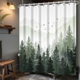thumbnail image 1 of Green 60" Wide Shower Curtains Forest Tree Fabric Shower Curtain Nature Bathroom Decor with Hooks 60x72Inch, 1 of 6