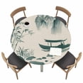 thumbnail image 1 of Green Mountains Fitted Tablecloth with Elastic Edged, Round Table Cloth for Dining Table, Modern Watercolor Nature Country Landscape Waterproof Oil Proof Table Cover for Indoor Outdoor 36"-44", 1 of 8