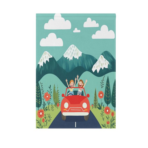 Green Mountains and Blue Sky Garden Flag Double Sided Outdoor Banners Yard Flags for Garden Home Holiday Decorations