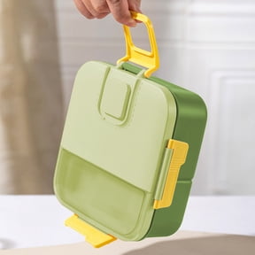 Green Multi-Compartment Bento Box - Microwave Safe Plastic, Leakproof Design, Balanced Meal Portions