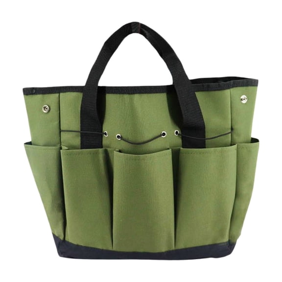 Green Multi-Pocket Garden Tool Tote Bag, Heavy-Duty Canvas Gardening Organizer with Pockets, Portable Tool Storage Bag for Gardening, DIY, Home Use