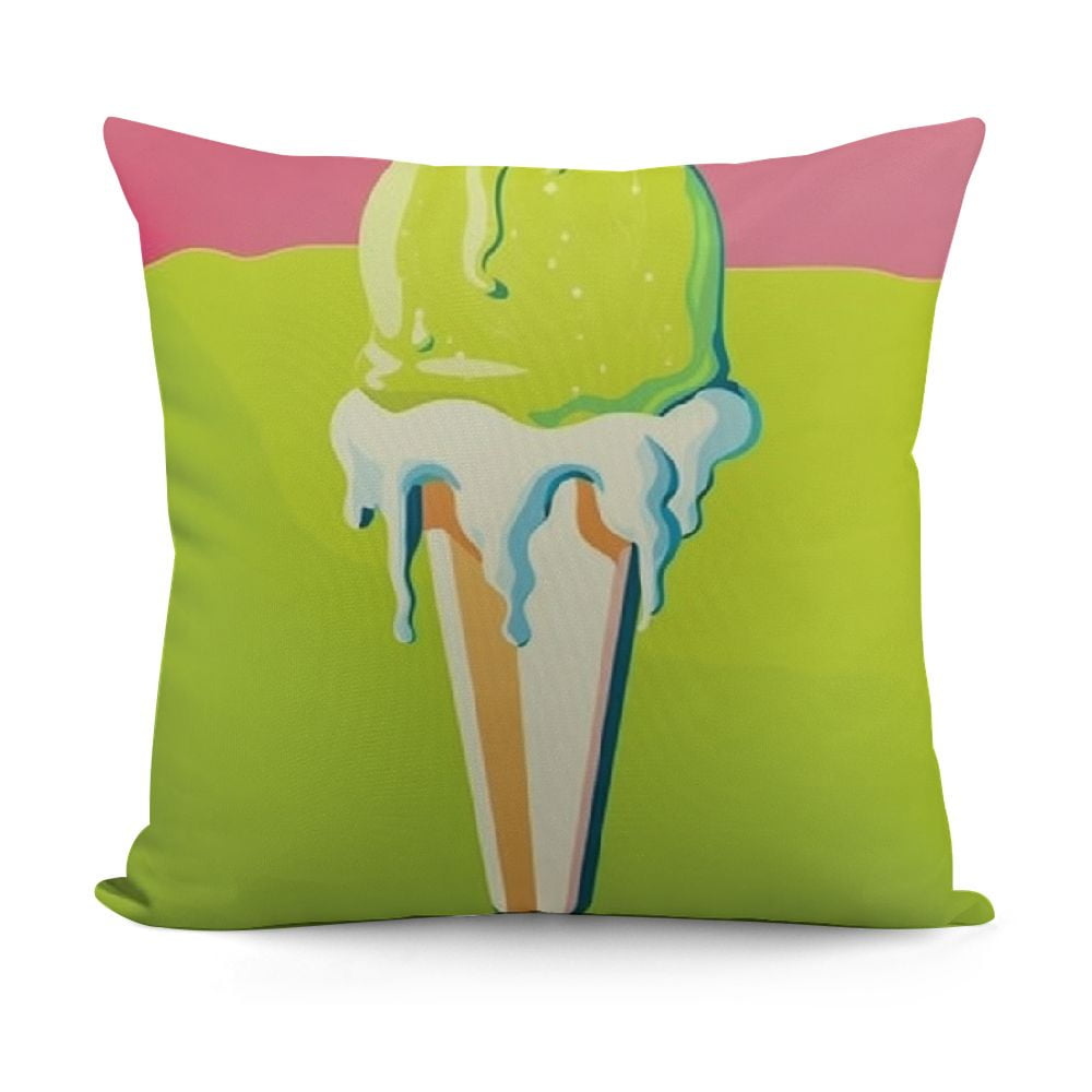 Green Mung Bean Popsicle Sweet Ice Cream Throw Pillow Sleeping Sofa