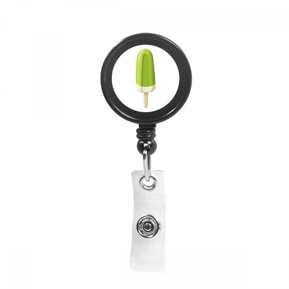 Green Mung Bean Popsicle Sweet Ice  Retractable Keychain Badge Holder ID Badge