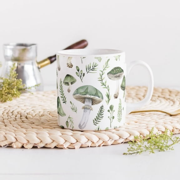 Green Muom Watercolor Mug Cottagre Inspired Ceramic Cup est Cozy Mornings and Nature Lovers Microwave Dishwasher .