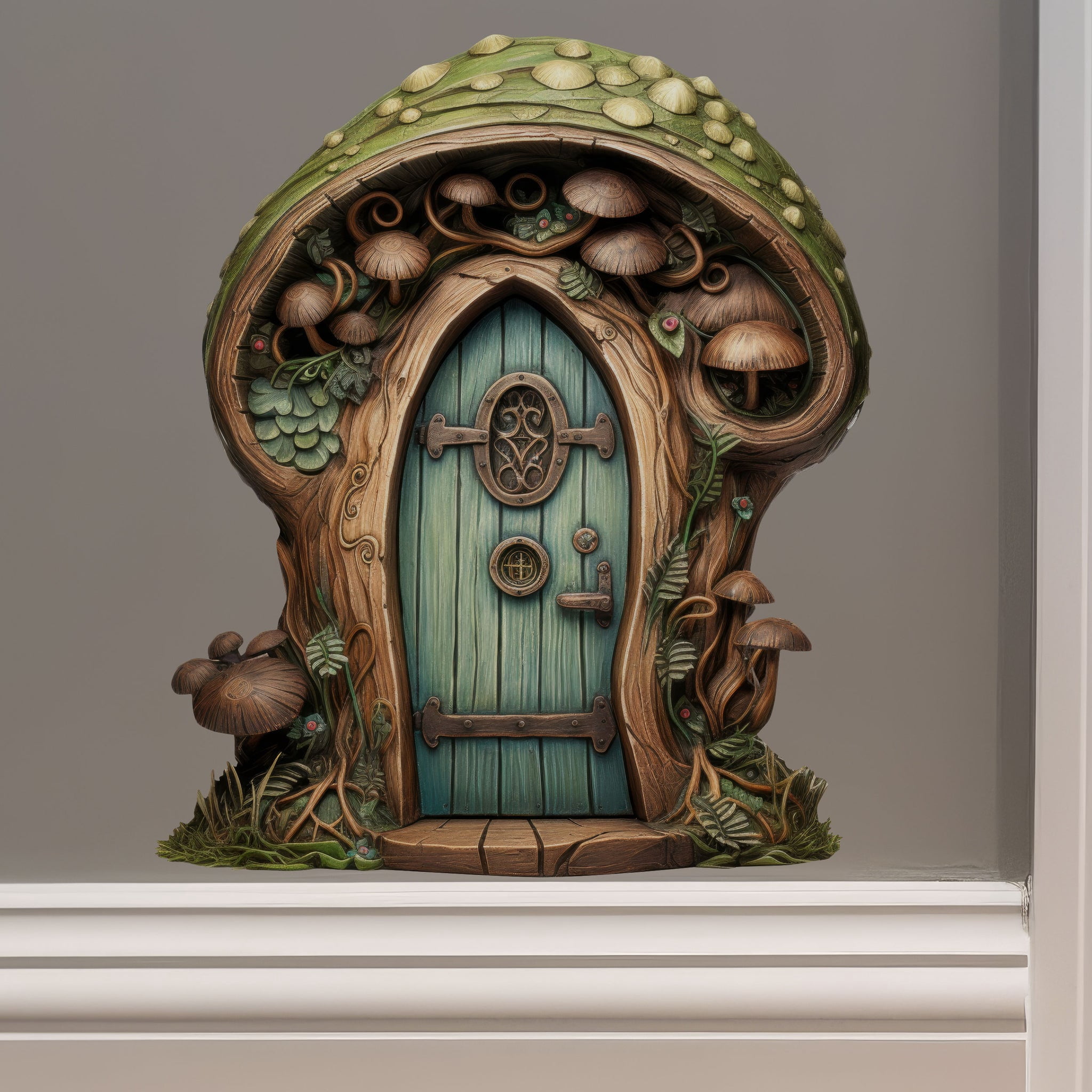 Green Mushroom Fairy Door - Fairy Door 3D Wall Sticker - Walmart.com