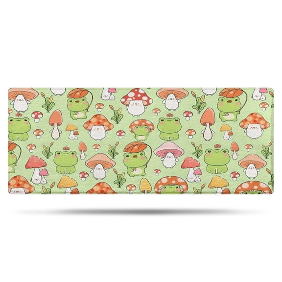 Green Mushroom Frog Green Pattern Bathroom Rugs Mat,Non Slip Microfiber Bathroom Rug,Rubber Backing,Soft Bathroom Mats for Bathroom Floor,Tub and Shower,60x24in(150x60cm)