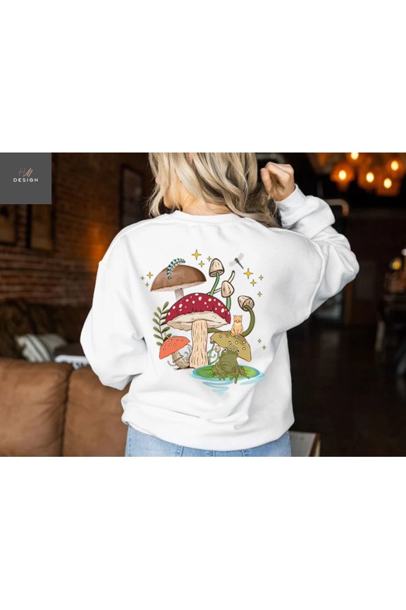 Green Mushroom Shirt, Mystic Cat Moon T-Shirt, Frog Shirt, Witchy Goblincore, Retro Frog T