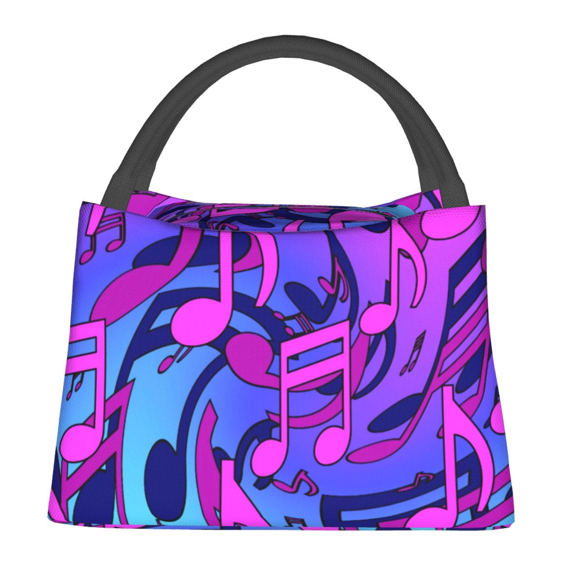 Green Music Notes Lunch Bag Guitars Print Portable Lunch Box Men Office