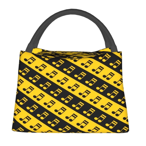 Green Music Notes Lunch Bag Guitars Print Portable Lunch Box Men Office Custom Cooler Bag Cute Oxford Thermal Tote