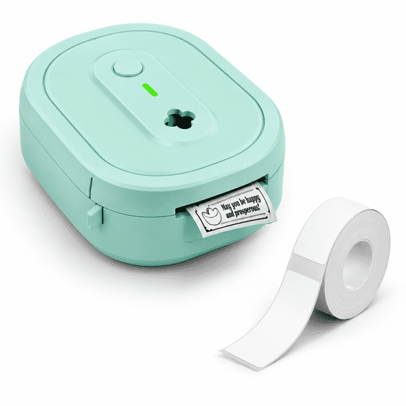 Green N12 Direct Thermal Label Maker Machine with 1 Tape Printer