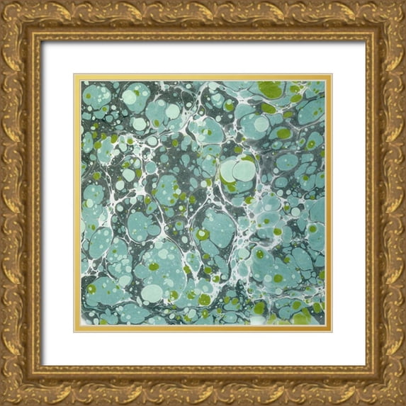 Green, Nancy 15x15 Gold Ornate Wood Framed with Double Matting Museum Art Print Titled - Turquoise Marble III