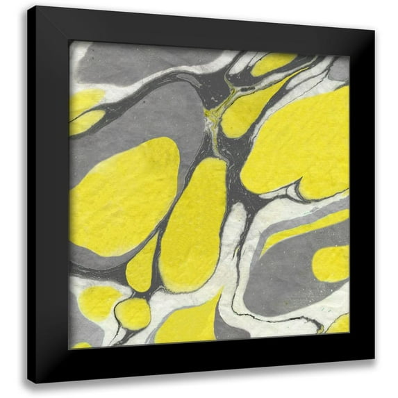 Green, Nancy 20x20 Black Modern Framed Museum Art Print Titled - Yellow and Gray Marble II