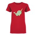 thumbnail image 1 of Green Narwhal Design Shaped T-Shirt Women -Image by Shutterstock, Female x-Large, 1 of 2