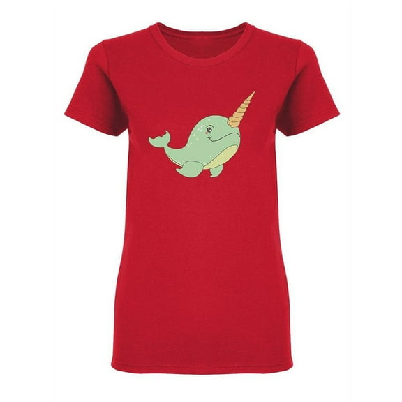 Green Narwhal Design Shaped T-Shirt Women -Image by Shutterstock, Female x-Large