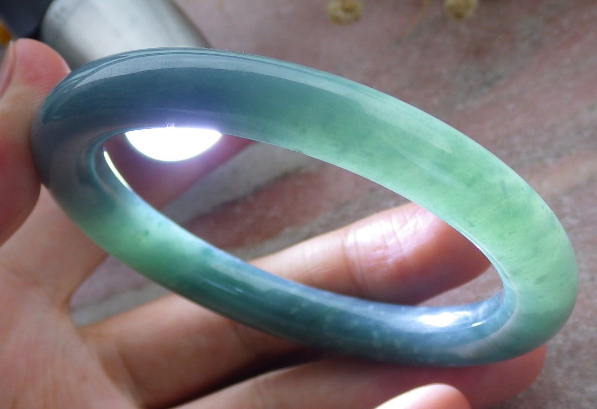Green Natural A JADE Jadeite Circle Bangle Bracelet 55 mm 680207 TN