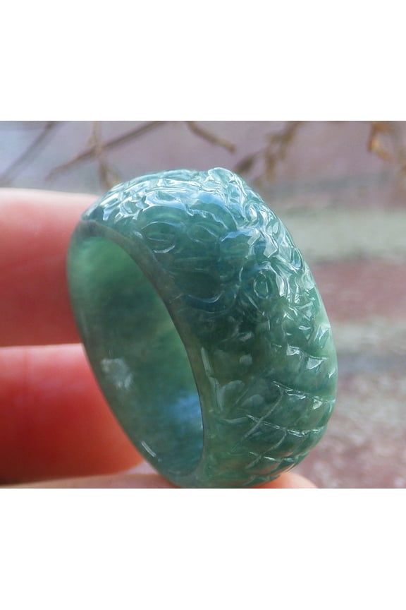 Green Natural A JADE Jadeite Dragon RING USA.10.5 RING 703768 TN