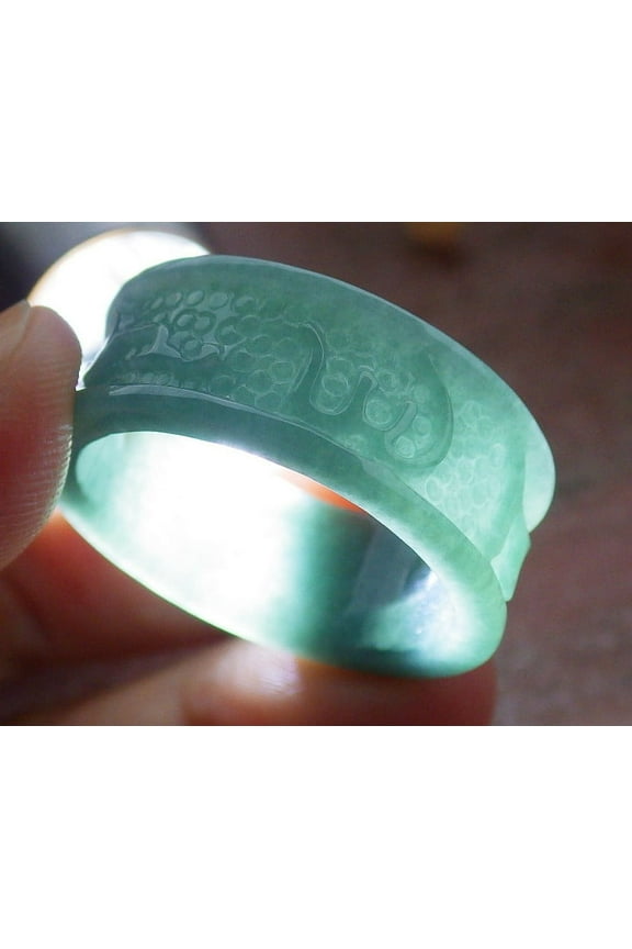 Green Natural A JADE Jadeite Mantra Thumb RING USA 12.75 RNG 677611 TN