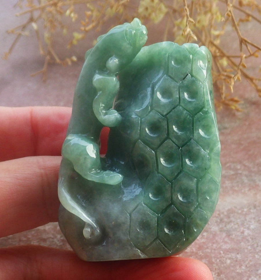Green Natural A Jade jadeite Display Dragon Pi Xiu 698664 TN