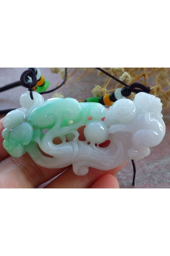 Green Natural A Jade jadeite Pendant Monkey Frog Toad Ruyi Coin Necklace 678339 TN