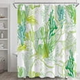 thumbnail image 1 of Green Nautical Coastal Shower Curtain Sets,Starfish Seashell Coral Beach Bathroom Curtains,Ocean Themed Bath Curtain,Waterproof Fabric with 12 Hooks 72x72Inches, 1 of 6