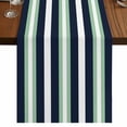 thumbnail image 1 of Green Navy Blue Striped 108 Inch Table Runner, Chic Abstract Lines Geometric Farmhouse Dresser Scarf Cotton & Linen Tablerunner for Dining/Kitchen Island/Holiday Party Décor 13" x 108", 1 of 9