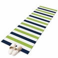 thumbnail image 1 of Green Navy Blue Striped Large Area Rugs for Bedroom Living Room, Soft Non Slip Carpet Bedside Rug, Farmhouse Stripe Art Rectangular Floor Cover Kitchen Accent Rug 2'x6' for Dining Room/Office, 1 of 9
