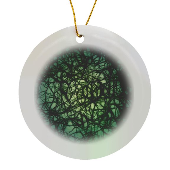 3drose, Green Neuron of Nerve Impulse, Circle Porcelain Ornament