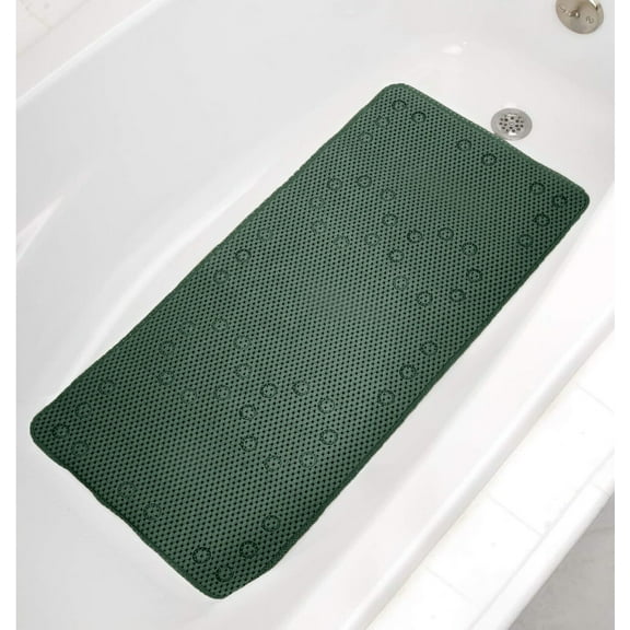 Green Non-Slip Foam Bathtub Shower Mat With Suction Cups - 36" x 17"