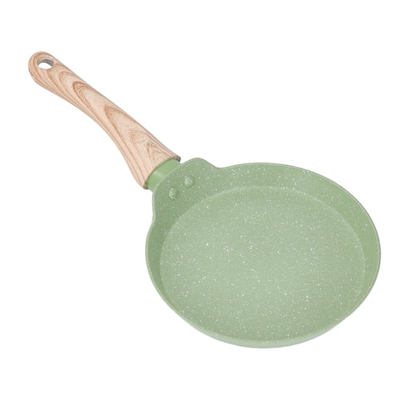 Green Non-Stick Frying Pan - Wood Handle Aluminum Alloy Skillet, Medium Size