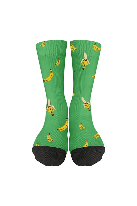 Green Novelty Green Banana Socks Cute Fruit Pattern Apparel For Men Women Athletic Casual Wear 10X4X1Inch