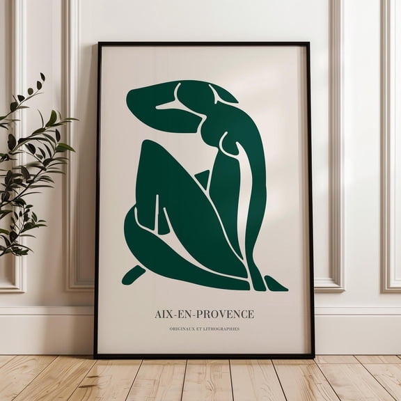 Green Nu Bleu Mid Century Modern Wall Art, Unframed Paper Poster 8x10in