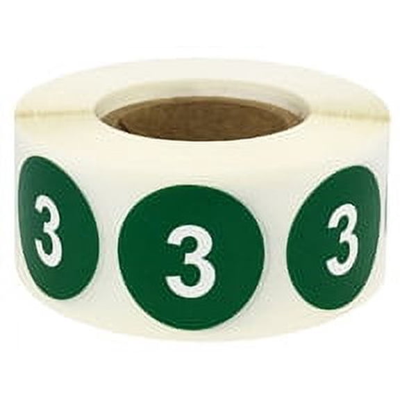 Green Number 3 Retail; Organizing Inventory Labels | 0.75" inch - 500 Pack | InStockLabels.com